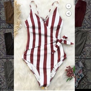 NEW WITH TAGS Cupshe Red Striped One-Piece